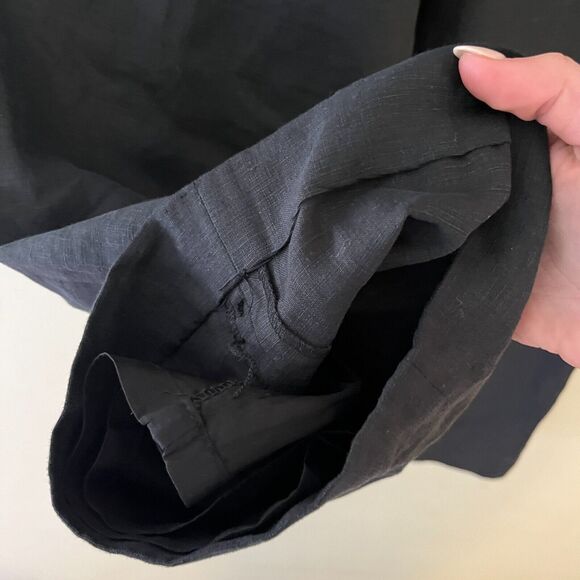 Sarah Spencer Womens Black Blouse & Pants Set  100% Linen Sz 8 Wide Leg Minimal - Picture 10 of 11